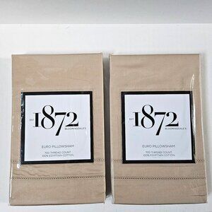 Bloomingdales 1872 Euro Pillow Shams Set 2 Camel Tan 700 Thread Count 26X26 NEW